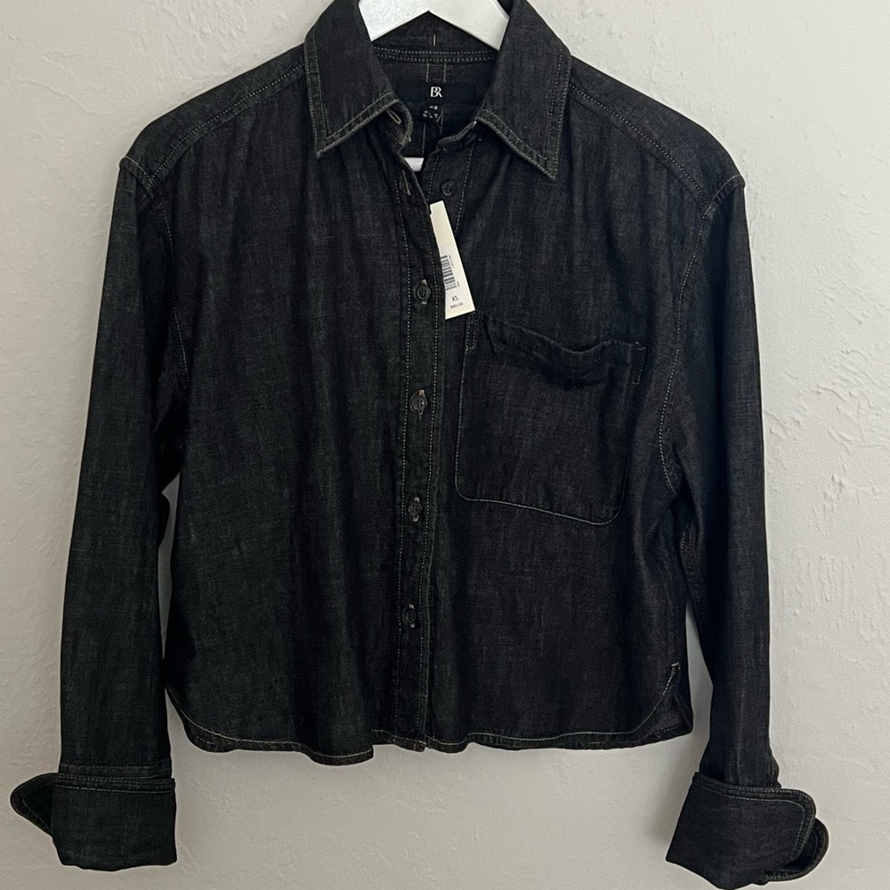 Banana Republic Cropped Denim Button Down Shirt XS NWT - Picture 5 of 10